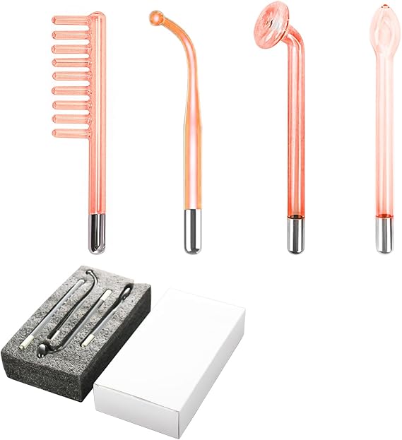 Elitzia High Frequency Facial Device Component Electrotherapy Stick Tube 4Pcs Electrode Wand Glass Tube for Skin Care Acne Treatment Skin Tightening Wrinkle Removal ETS703