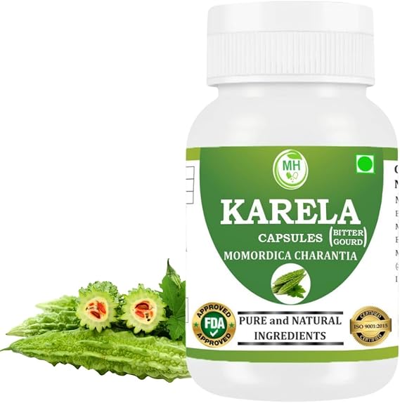 Karela (Momordica charantia) Capsule | Pack of 60 x 500 MG. Vegetarian Capsules | Natural Herbal Supplement | GMP Certified | Gluten Free (Pack of 1)