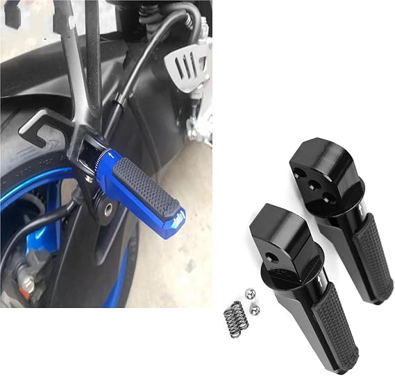 Footpeg part Motorcycle Rear Pegs Pedal Accessories For KAWASAKI For NINJA 400 2018-2019 ZZR1400 2012-2016 2017 2019 Rider Footrests(Black- Silver)
