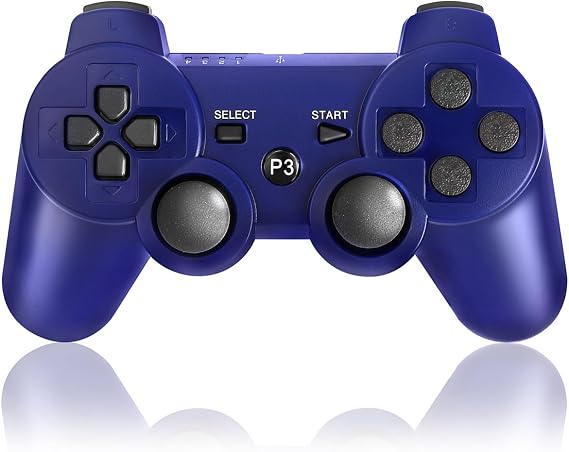 純正操作を再現PS3 コントローラー ワイヤレス 無線 Bluetooth 振動機能 USB接続 互換 Dualshock型 直感操作 ネイビー