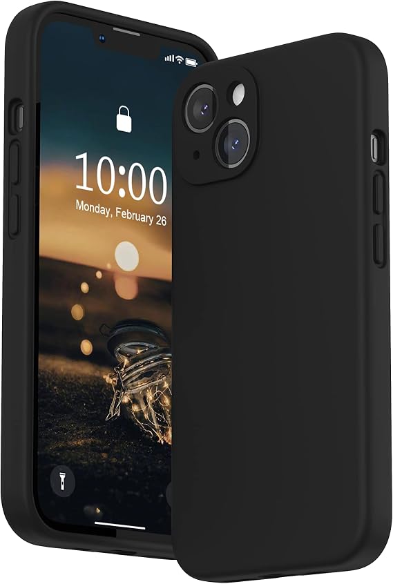 SURPHY Compatible with iPhone 13 Case, Liquid Silicone Shockproof Black