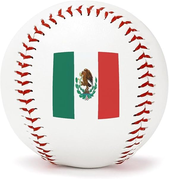 Practice Baseballs,Flag of Mexico Print Pitch Training Baseball,Leather Baseballs for Practice Recreation Use and Casual Games