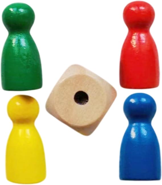 Board Game Accessories 4 Chess Pieces Game Token with 1 Dice