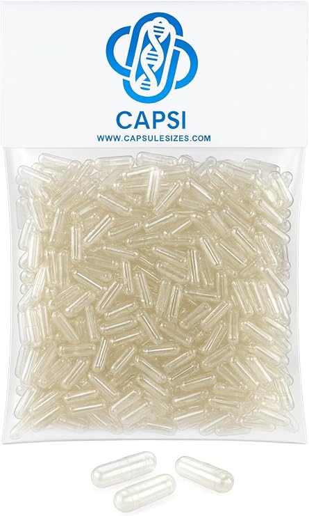 CAPSI Empty Gelatin Capsules Size 2 – Clear – Pack of 1000 – Premium Bovine Gelatin Capsules for DIY Supplements, Herbs & Powders – Easy to Fill and Lock