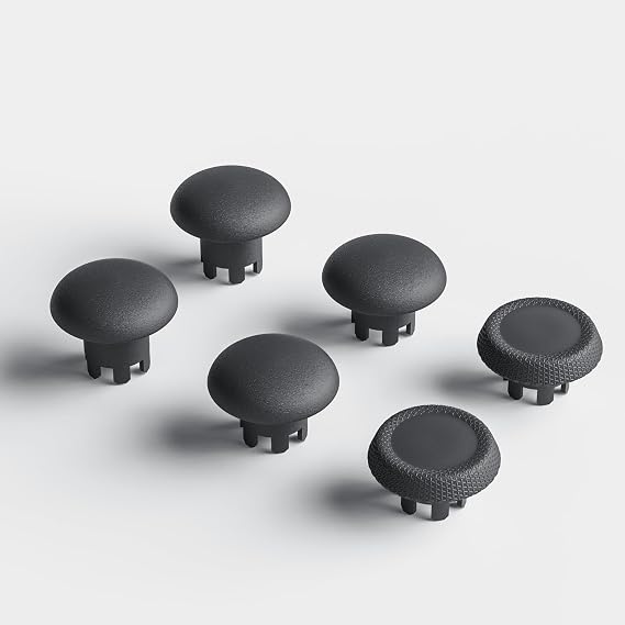 High Performance Thumbstick Cap Replacement Kit for PS5 DualSense Edge Controller Thumbstick Grip Accessories for PlayStation 5 Pro Elite Controller 2 Standard Concaves, 2 Road Domes, 2 High Domes, Black