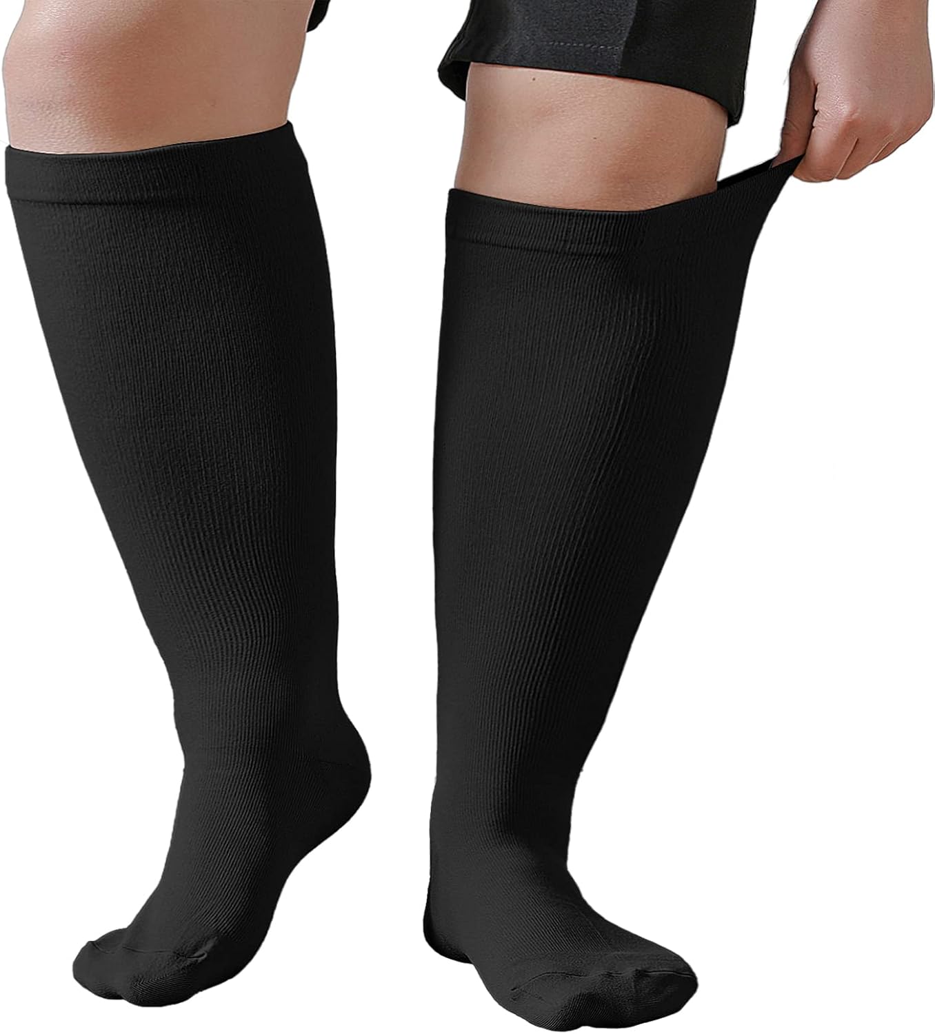 PUTUO Plus Size Compression Sock For Men and Women: Graduated Compression Stockings for Support Flight Travel Running Pregnancy Sports Edema Nurses Athletic 20-30 mmHg 1Pairs