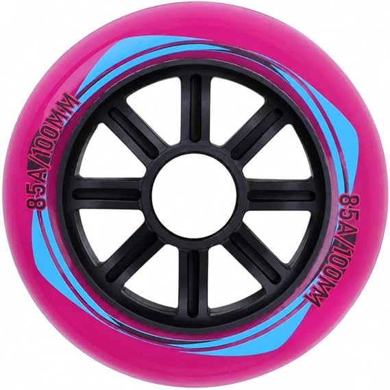 8 Pack Inline Skate Wheels 90mm 100mm, 85A PU Replacement Wheel with Bearings & T-Handle Wrench, Smooth Quiet Durable Roller Skate Wheel for Fitness, Commuting and Outdoor Skating (pink,100mm)