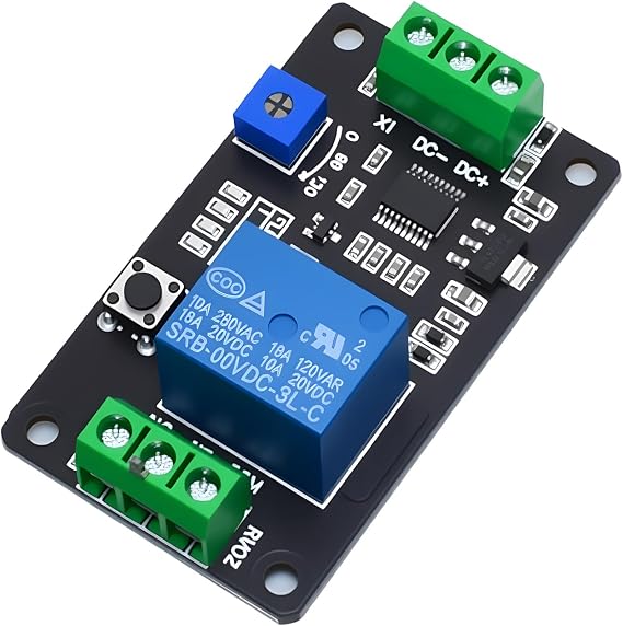DC 12V Delay Timer Relay Module, Adjustable Super 555 Timer Self Locking Delay On Off Time Switch Trigger Relay Board with Reverse Polarity Protection, 0.1 to 120S Timing Control Switch