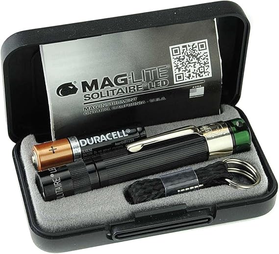Maglite Solitaire Spectrum Series LED Flashlight AAA Black Body Green LED Light