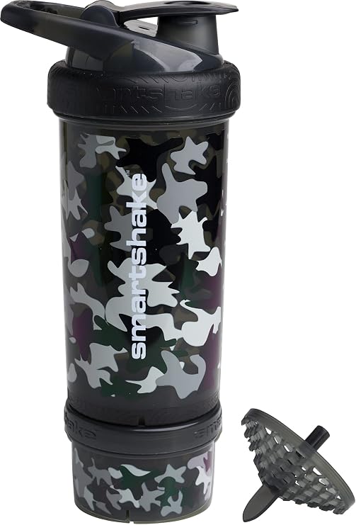 Smartshake Revie Protein Shaker Bottle 750 ml | Leakproof Gym Shaker Drink Bottle for Protein Shakes | BPA Free Protein Powder Shaker Cup for Men & Women | Camo Black