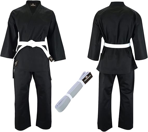 VERSAL Karate Gi for Kids/Adults Karate Uniform | Student White Karate Suit | 8oz Lightweight Polycotton Martial Arts Training Sparring Taekwondo Uniform with Belt