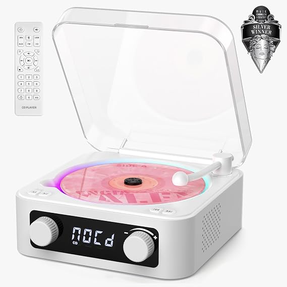 RetroAudio CD Player with Display, LED Light in Beat, Bluetooth, USB