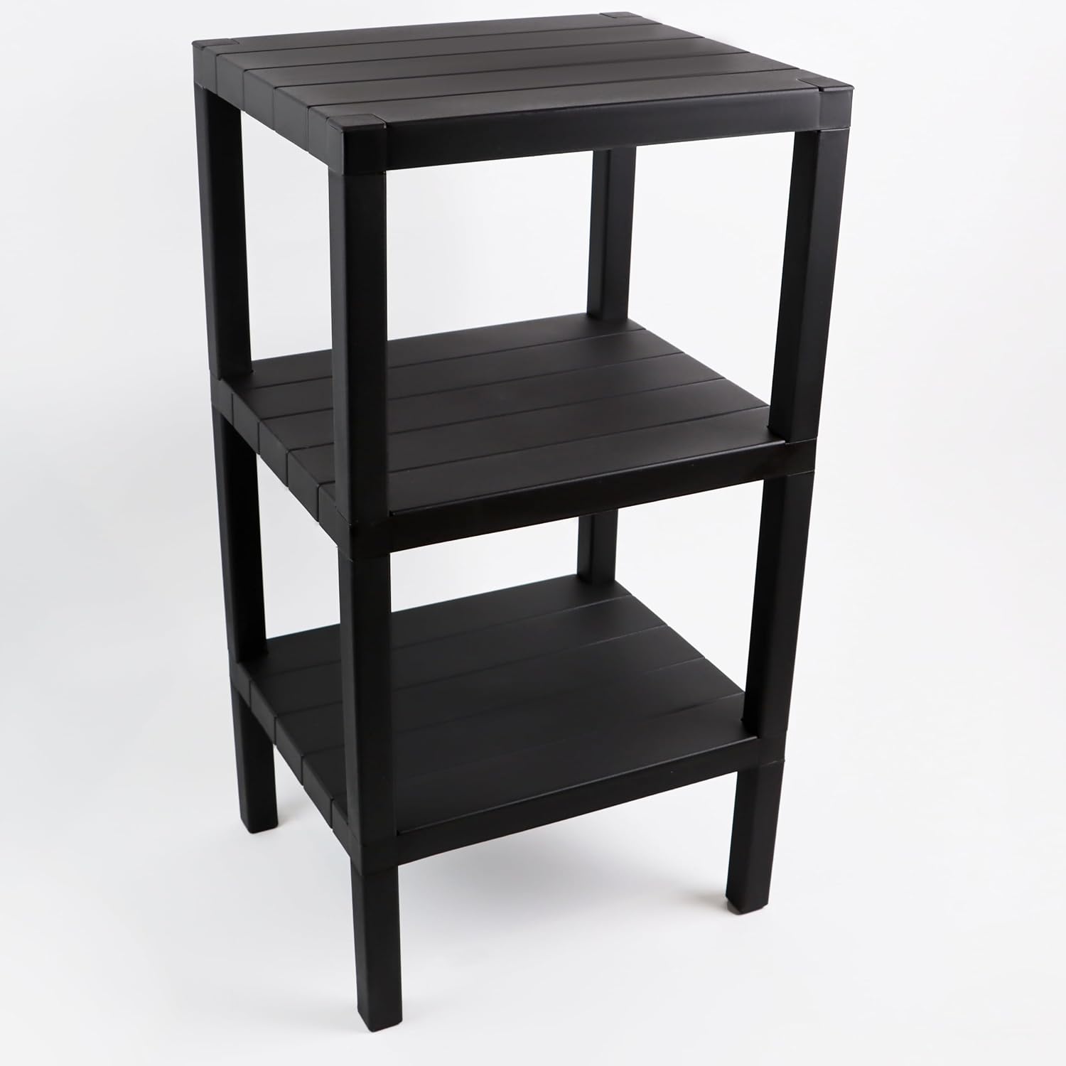 DIVCHI 3 Tier Side End Table Nightstand Coffee Tables Storage Bedside Office Living Room Bedroom Small Narrow Space Sofa Table Black