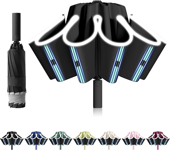 Stormproof Inverted Umbrella - Automatic Open Close, 40 Ribs Heavy Duty Compact Folding Umbrella, ø 105 Cm Uv Protection Rain Umbrella For Men And Women