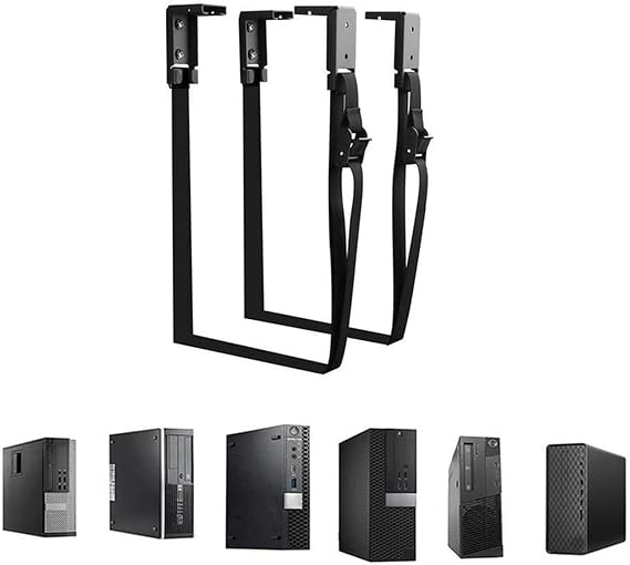 PC Stand Computer Tower, Under Desk PC Mount Hanging CPU Holder Desktop Black 8-13cm Width 28-46cm Height