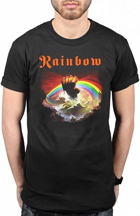 Official Rainbow Rising T-Shirt Rock Band Heavy Metal Album On Stage