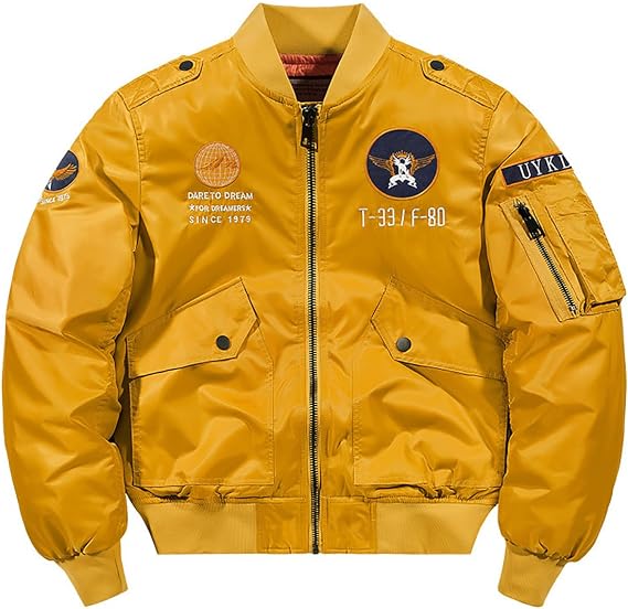 BININBOX Men's Bomber Jacket Stand Collar Bomber Jacket Autumn Winter