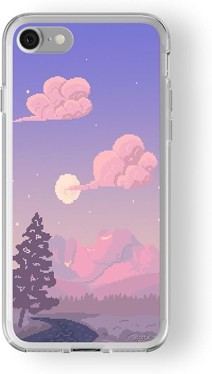 iPhone 7 ve 8 ile Uyumlu Pixel Art Tasarım Baskılı Şeffaf Kılıf