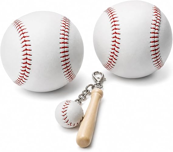 2CPS Standard 9-Inch Baseball, One Soft And One Hard Two Baseball Ball with Baseball keys, Rounders Ball for Practice & Games, for Outdoor Sports for Adult