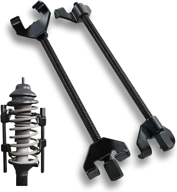 Coil Spring Compressor Set 380MM | Heavy Duty Twin Pack Automotive Suspension Strut Removal Tool Universal Car Spring Clamp Carbon Steel Dual Hook Design Professional Repair Equipment
