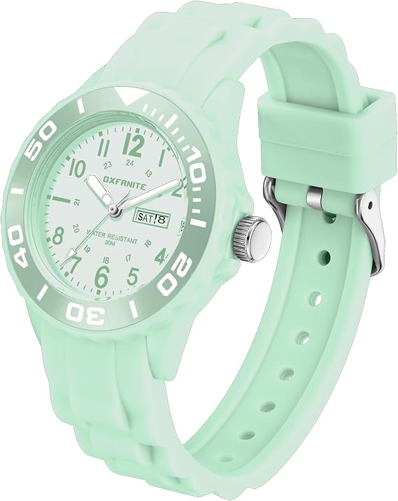 Waterproof Nurse Watch for Medical Professionals,Students, Women Men, Military Time Easy to Read Dial, 24 Hour with Second Hand, Soft and Breathable Silicone Band, 9002-green