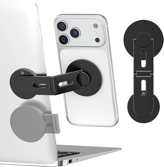 CloudValley マグネット式ノートパソコン＆スマホホルダー，iPhone MagSafeと全機種対応，車載モニター携帯PC用スタンドアクセサリー