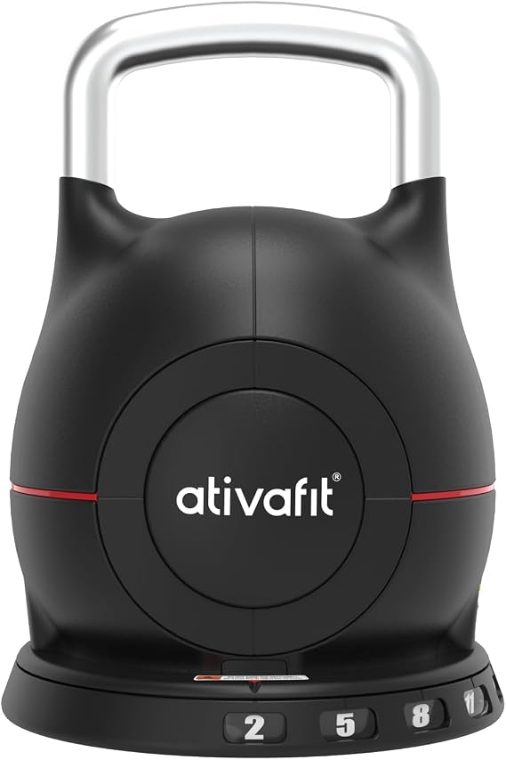 ATIVAFIT 20kg Adjustable Kettlebell 7 in 1 with Solid Aluminum Handle Quick Adjustment Weights With Safety Locking Systerm Space Saving Strength Training For Fitness Home Gym