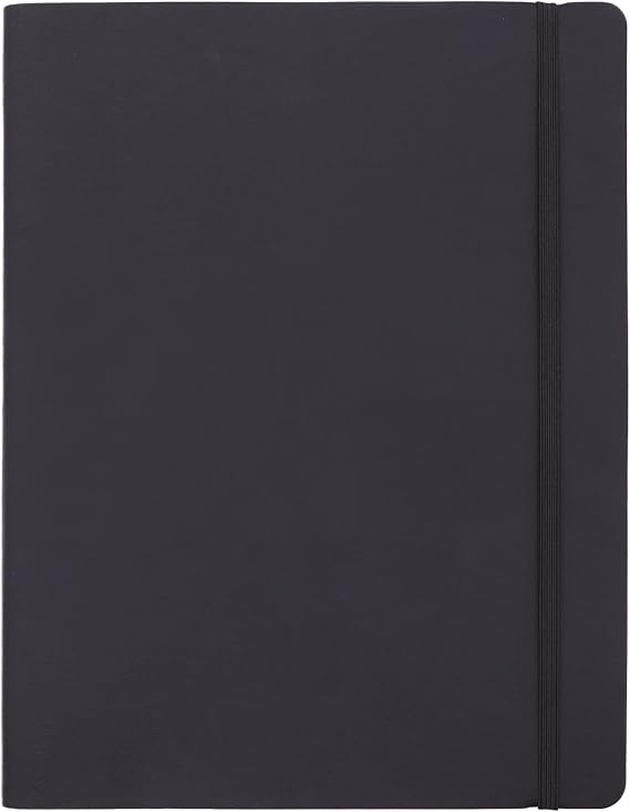 Amazon Basics Softcover Plain Paper Notebook, Extra Large, Black, 25 x 20 cm