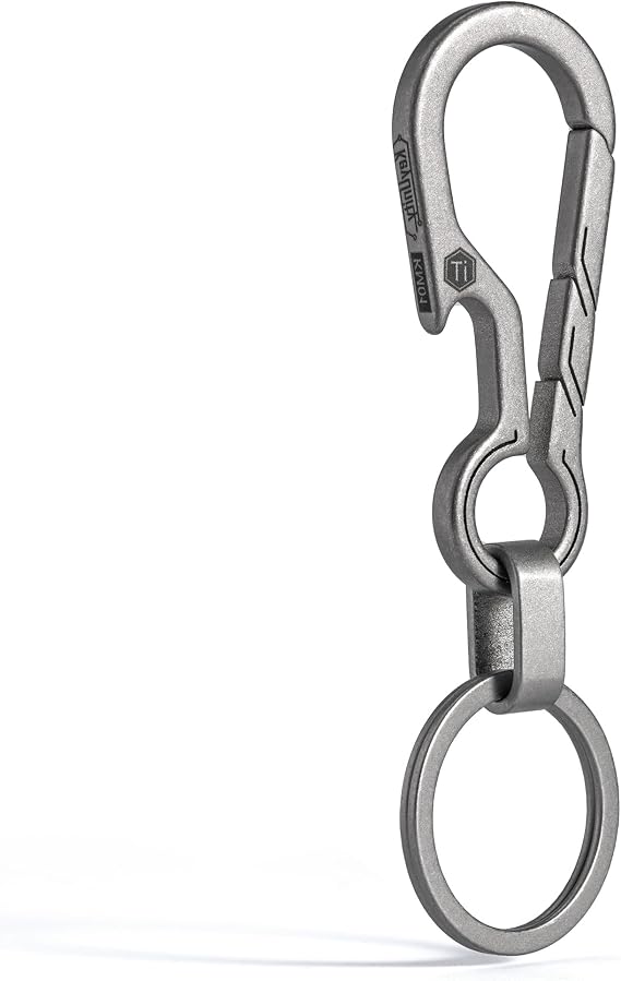 KeyUnity KM01 Titanium EDC Keychain Clip with Bottle Opener, Quick Release Carabiner Key Ring Holder
