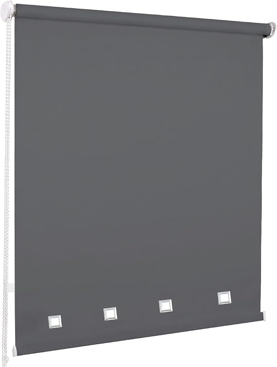 Square Eyelet Light Filtering Roller Blinds, Dark grey (W 120cm x H 165cm)