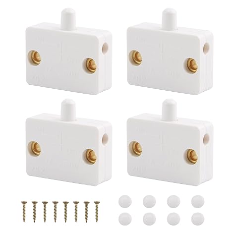 4Pcs 1A 250V Push to Break Door Light Switch for Wardrobe, Cabinet, Cupboard Auto Control - Suitable for Shoe Cabinets, Bookcases