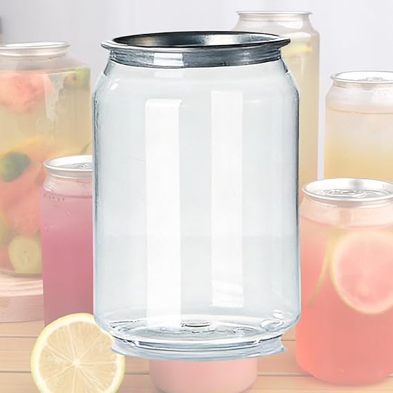 200-Pack Leakproof Disposable Plastic Can Sealer Cups with Aluminum Lids, PET Beverage Bottles for Boba, Smoothie, Compatible with Can Sealing Machine 330ml