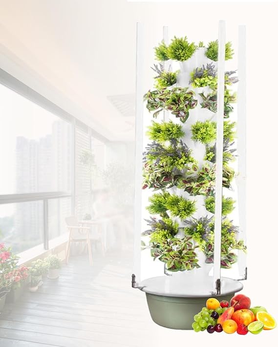 Vertical Hydroponic Grow Tower,Vertical Hydroponic Tower System - Aeroponic Grow Kit for Herbs, Fruits & Vegetables with 28 Pods, Hydration Pump, Timer & Net Pots - Indoor Gardening Solutio