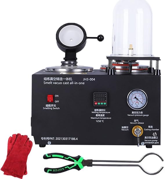 Vacuum Casting Machine 1/2 HP for Jewelry Making, Lost Wax Investment Casting System with Workbench & Vacuum Hood