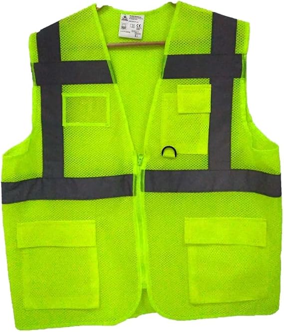 5DM-Fileli Cepli Reflektörlü İkaz Yeleği - Mühendis (XL beden) - Sarı