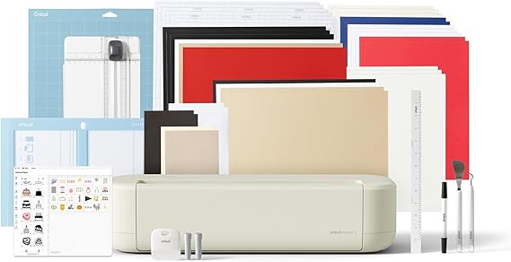 Cricut Explore® 5 Essential Bundle + Digital Content - Smart Cutting Machine - Ideal for Custom Vinyls, T-Shirts, Color Stickers, Cards and More