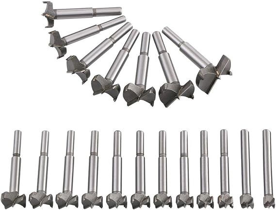 Flintronic Forstner Drill Bit, 19-Piece Set Tungsten Steel Wood Boring Bit