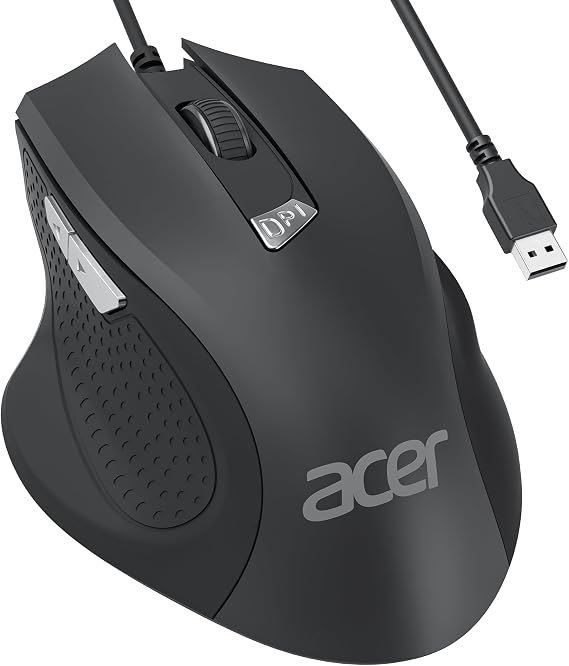 Acer Wired Mouse, Ergonomic Computer Mouse 6-Button 4-level DPI Up to 3200