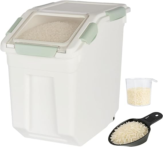 1Pcs 10kg Airtight Rice Storage Container with Lids for Kitchen (Cyan)