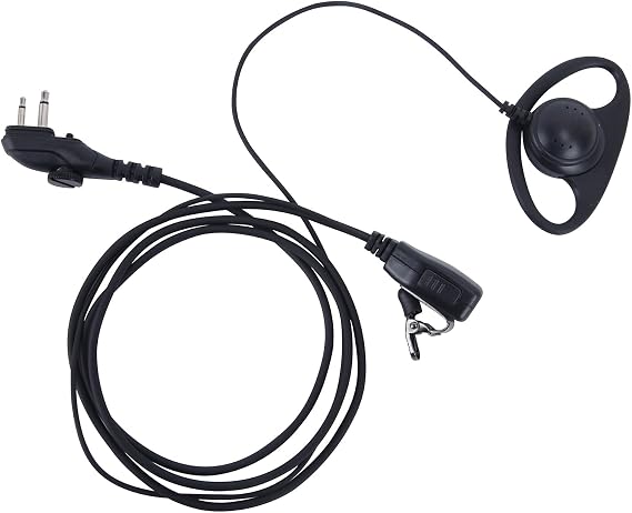 D-Shape Ear Hook Earpiece Headset - Compatible with HYT Hytera BD502, BD505, PD502, PD562, TC508, TC580, Power446-2-Pin Clip-On Design with Mic & Big PTT