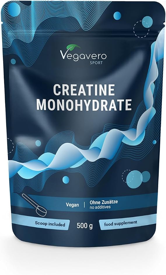 Vegavero Creatine Monohydrate Powder | Pure Unflavoured | 3,4 mg per Day - 147 Portions | Performance and Muscle Building | NO Additives | Lab Tested | 500g Vegan Creatin