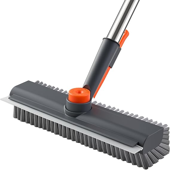 Mitclear Floor Scrubbing Brush Long Handle 48IN, Clean Bathroom Patio, Grey