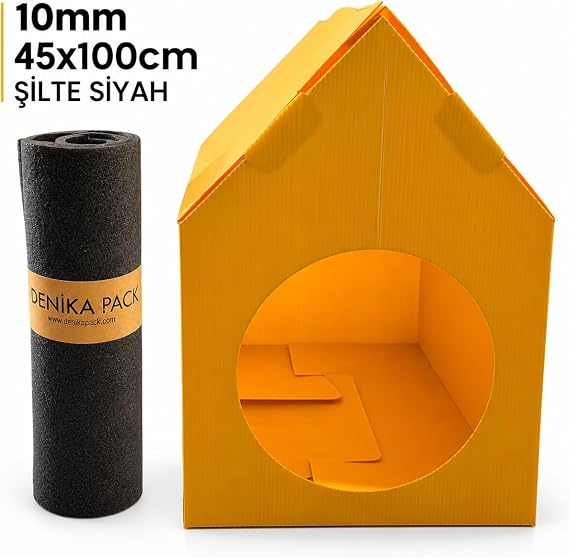 Temel Özel Üretim Plastik Kedi ve Köpek Evi Sarı Katlanır ve 45 × 100 cm Siyah Sünger