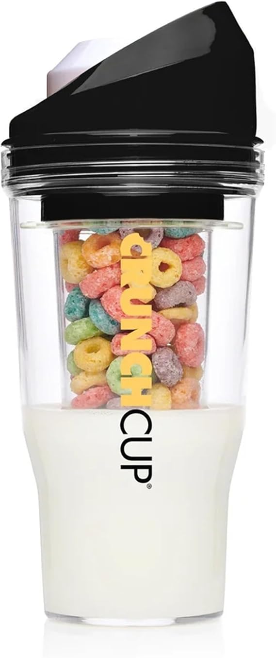 CRUNCHCUP XL Portable Cereal Cup for Breakfast On the Go - Black