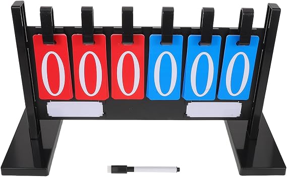 6-Digit Portable Multi-Sport Scoreboard Flip Score Keeper Weatherproof Plastic Basketball Soccer Volleyball Tennis Game Score Flipper for Indoor Outdoor Competitions
