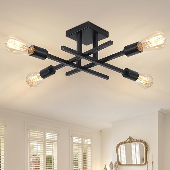 Modern Sputnik Ceiling Light Black Ceiling Lights Living Room 4 Lights