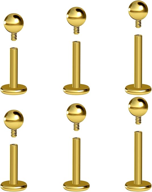 16G Internal Thread Titanium Flat Back Tragus Labret Stud Piercing