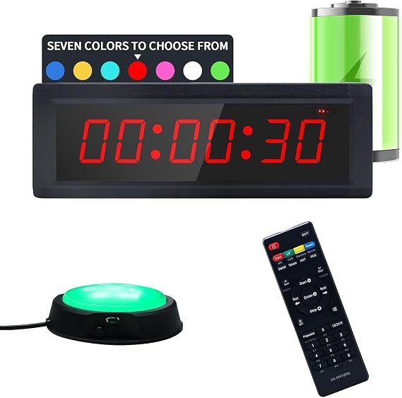 Gym Timer, Digital Gym Timer with Button 7 Colors Digital Timer with Count Down/Up Remote Control Digital Timer for Home Gym