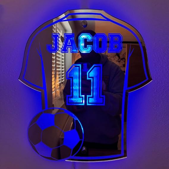 Personalized Led Sign, Football Team Kit, Custom Name Football Shirt Led Sign, Soccer Team Shirt Kid's, Room Decor Led Wall Decor (37 * 42cm)
