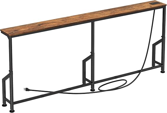 Kitstorack 76.9" Narrow Console Table with Power Outlet for Living Room